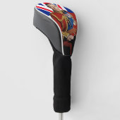Koning Charles III met Britse vlag Golfheadcover (Schuin)