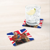 Koning Charles III met Britse vlag Kartonnen Onderzetters (Insitu)