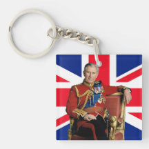 Koning Charles III met Britse vlag