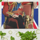 Koning Charles III met Britse vlag Theedoek (Gevouwen)