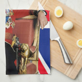 Koning Charles III met Britse vlag Theedoek (Quarter Fold)