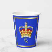 Koning Charles III Monogram en Kroon Papieren Bekers (Achterkant)