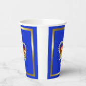 Koning Charles III Monogram en Kroon Papieren Bekers (Links)