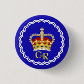 Koning Charles III Monogram en Kroon Ronde Button 3,2 Cm (Voorkant)