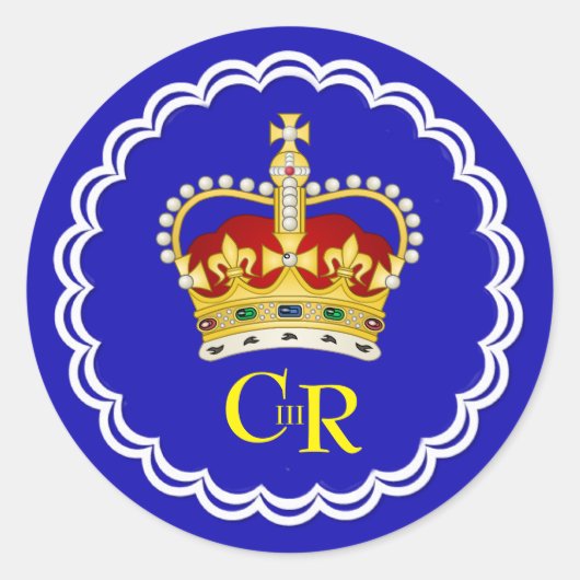 Koning Charles III Monogram en Kroon Ronde Sticker (Voorkant)