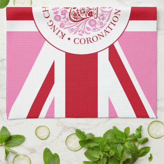 Koning Charles III Royal Coronation Logo Patriotic Theedoek (Gevouwen)