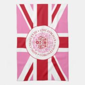 Koning Charles III Royal Coronation Logo Patriotic Theedoek (Verticaal)