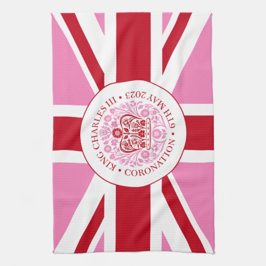 Koning Charles III Royal Coronation Logo Patriotic Theedoek (Verticaal)