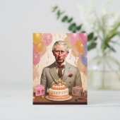 Koning Charles III Verjaardagsfeest Briefkaart (Staand voorkant)