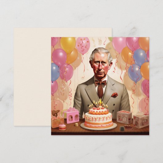 Koning Charles III Verjaardagsfeest Kaart (Voorkant / Achterkant)