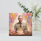 Koning Charles III Verjaardagsfeest Kaart (Staand voorkant)