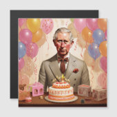 Koning Charles III Verjaardagsfeest Magnetische Uitnodiging (Voorkant / Achterkant)