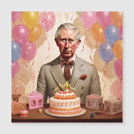 Koning Charles III Verjaardagsfeest Magnetische Uitnodiging (Voorkant)