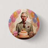 Koning Charles III Verjaardagsfeest Ronde Button 3,2 Cm (Voorkant)
