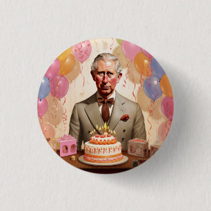 Koning Charles III Verjaardagsfeest Ronde Button 3,2 Cm