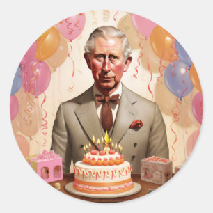 Koning Charles III Verjaardagsfeest Ronde Sticker