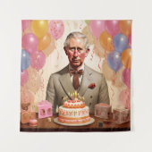 Koning Charles III Verjaardagsfeest Wandkleed (Voorkant)