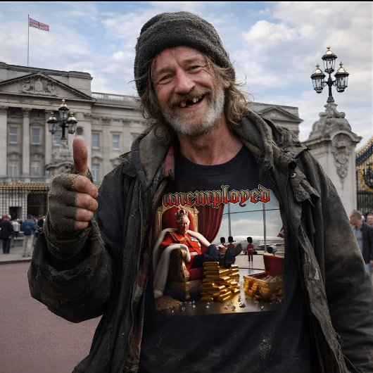 Koning Charles III Werkloos T-shirt