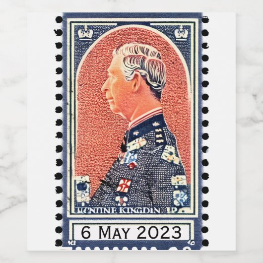 Koning Charles III Wijn Etiket (Enkel label)