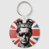 koning Charles III zonnebril Union jack Sleutelhanger (Voorkant)