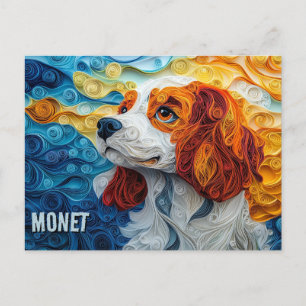Koning Charles Papier Quilling Kunst Hond Portret Briefkaart