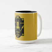 Koning Charles Royal Coronation 2023 Tweekleurige Koffiemok (Voorkant rechts)