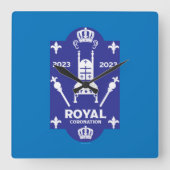 Koning Charles Royal Coronation 2023 Vierkante Klok (Voorkant)