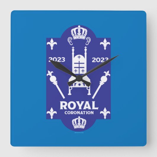 Koning Charles Royal Coronation 2023 Vierkante Klok (Voorkant)