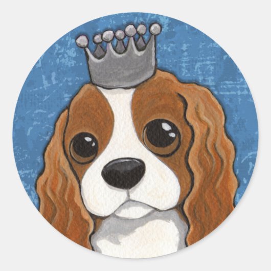 Koning Charles Spaniel Dog Illustratie Ronde Sticker (Voorkant)