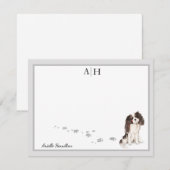 Koning Charles Spaniel Gray Border Monogram Notitiekaartje (Voorkant / Achterkant)