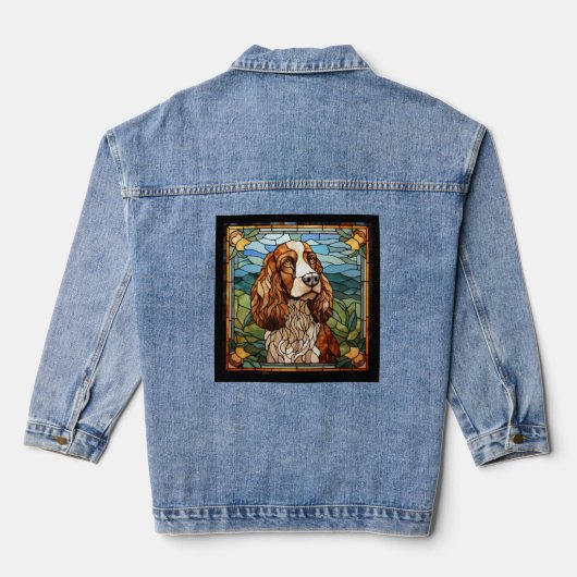 Koning Charles Spaniel Hond Jean Jas Denim Jacket (Achterkant)