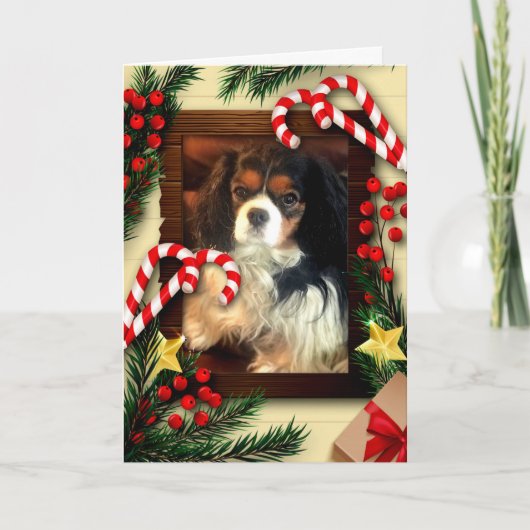 Koning Charles Spaniel Kerstkaart Schattig Feestdagen Kaart (Voorkant)