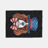 Koning Charles Spaniel met Amerikaanse vlag Onafha Fleece Deken (Voorkant (Horizontaal))
