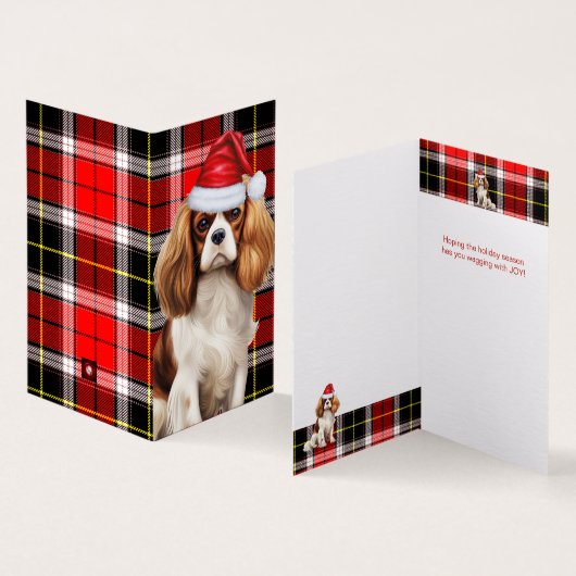 Koning Charles Spaniel met de kerstvakantie van Pl Kaart (Binnen en buitenkant)