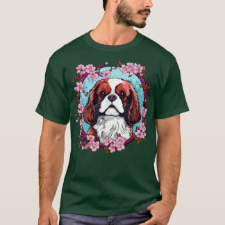 Koning Charles Spaniel met Kersenbloesembloemen T-shirt