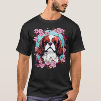 Koning Charles Spaniel met Kersenbloesembloemen T-shirt