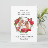 Koning Charles Spaniel Poinsettia Kerstmis Feestdagenkaart (Staand voorkant)