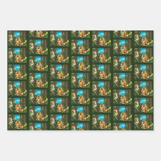 Koning Charles Spaniel Sprite Fantasy Inpakpapier Vel (Voorkant)