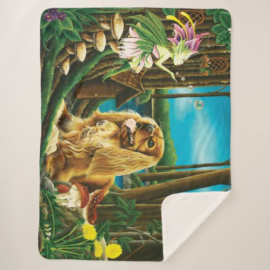 Koning Charles Spaniel Sprite Fantasy Sherpa Deken (Voorkant)