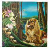 Koning Charles Spaniel Sprite Fantasy Tegeltje (Voorkant)