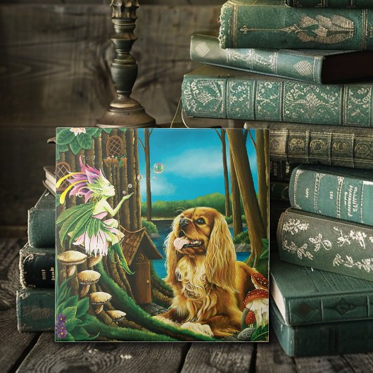 Koning Charles Spaniel Sprite Fantasy Tegeltje