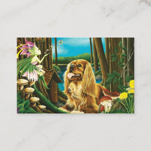 Koning Charles Spaniel Sprite Fantasy Visitekaartje (Voorkant)