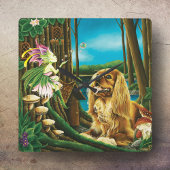 Koning Charles Spaniel & Sprite Vierkante Klok