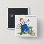 Koning Christie & GW Bridge Grappig Vierkante Button 5,1 Cm (Voorkant /achterkant)