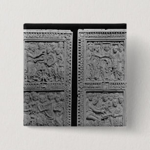 Koning David bestelt en zingt de Vierkante Button 5,1 Cm