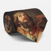 Koning David die zijn Harp speelt Stropdas (Opgerold)