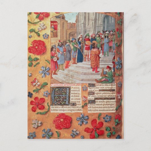 Koning David en Musicians uit de Breviary Briefkaart (Voorkant)