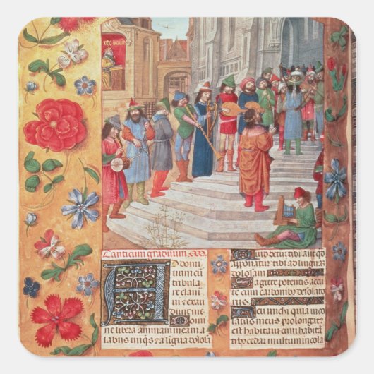 Koning David en Musicians uit de Breviary Vierkante Sticker (Voorkant)