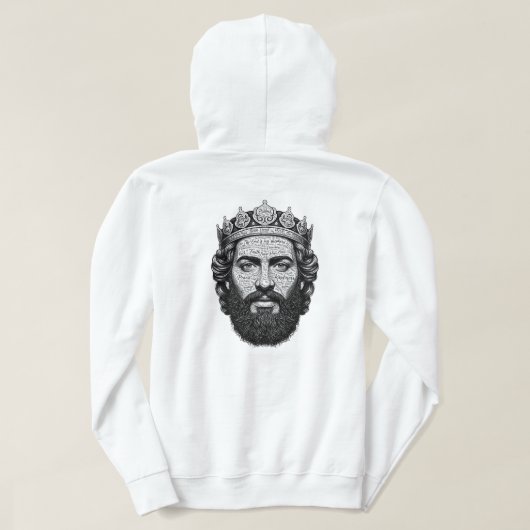 Koning David kalligrafie portret - Vintage script Hoodie (Design achterkant)