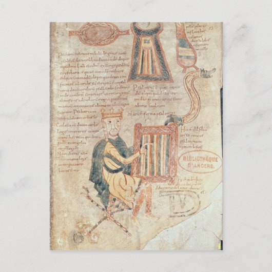 Koning David speelt een salterij van een salter Briefkaart (Voorkant)